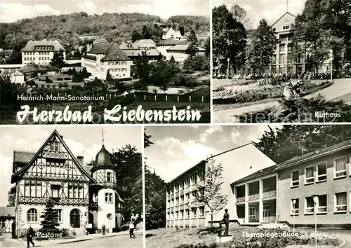 AK / Ansichtskarte Bad_Liebenstein Heinrich Mann Sanatorium Kurhaus Postamt Therapiegebaeude Bad_Liebenstein
