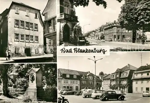 AK / Ansichtskarte Bad_Blankenburg Froebelhaus Bahnhofstrasse Friedr Froebel Denkmal Markt Bad_Blankenburg