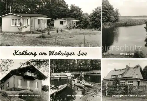 AK / Ansichtskarte Kolberg_Wolziger_See Ferienheim Ernst Thaelmann Sporthafen Erholungsheim Strand Casino Kolberg_Wolziger_See