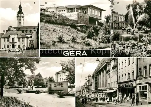 AK / Ansichtskarte Gera Kornmarkt Terrassencafe Gustav Hennig Platz Lenindenkmal Sorge Gera