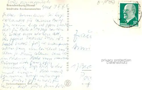 AK / Ansichtskarte Brandenburg_Havel Staedtische Krankenanstalten Brandenburg Havel
