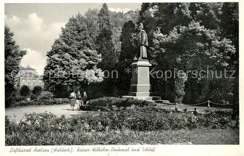 AK / Ansichtskarte Bad_Arolsen Kaiser Wilhelm Denkmal und Schloss Bad_Arolsen