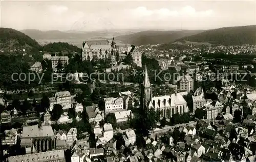 AK / Ansichtskarte Marburg_Lahn Stadtpanorama Universitaetsstadt Kirche Schloss Fliegeraufnahme Marburg_Lahn