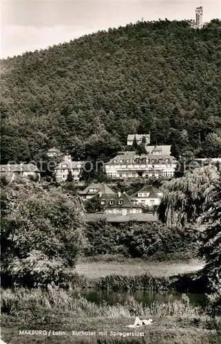 AK / Ansichtskarte Marburg_Lahn Kurhotel mit Spiegelslust Hotel Ausflugsziel Turm Marburg_Lahn