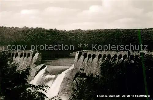 AK / Ansichtskarte Waldeck_Edersee Zerstoerte Sperrmauer im 2. Weltkrieg Waldeck Edersee