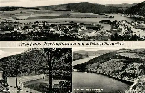 AK / Ansichtskarte Heringhausen_Waldeck Panorama Sperrmauer Fliegeraufnahme Heringhausen Waldeck