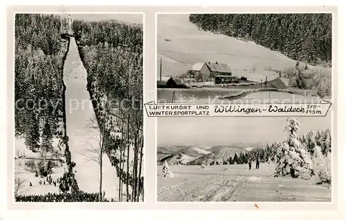 AK / Ansichtskarte Willingen_Sauerland Skisprungschanze Wintersportplatz Cafe Pension Haus am Hoppern Willingen_Sauerland