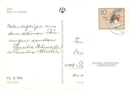 AK / Ansichtskarte Jena_Thueringen Markt mit Hanfried Jena Thueringen