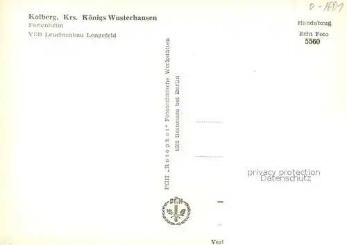 AK / Ansichtskarte Kolberg_Wolziger_See Ferienheim VEB Leuchtenbau Lengefeld Kolberg_Wolziger_See