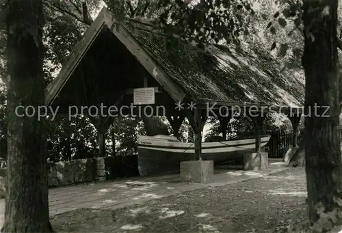 AK / Ansichtskarte Niederlehme Ernst Thaelmann Gedenkstaette in Ziegenhais Boot Charlotte Niederlehme