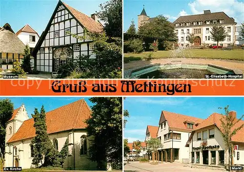 AK / Ansichtskarte Mettingen_Westfalen Museum St Elisabeth Hospital Ev Kirche Markt Mettingen_Westfalen