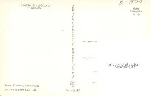 AK / Ansichtskarte Brandenburg_Havel Stadthalle Statue Brandenburg Havel