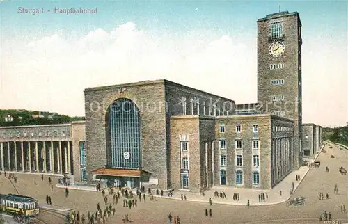 AK / Ansichtskarte Stuttgart Hauptbahnhof Kuenstlerkarte Stuttgart