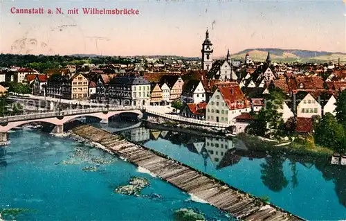 AK / Ansichtskarte Cannstatt_Bad Wilhelmsbruecke Neckar Stadtpanorama Cannstatt_Bad