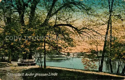 AK / Ansichtskarte Cannstatt_Bad Uferpartie am Neckar Grosse Linde Cannstatt_Bad