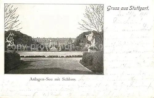 AK / Ansichtskarte Stuttgart Anlagensee mit Schloss Stuttgart