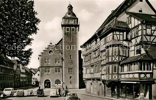 AK / Ansichtskarte Mosbach_Baden Rathaus Palm sches Haus Fachwerkhaus Historisches Gebaeude Mosbach_Baden