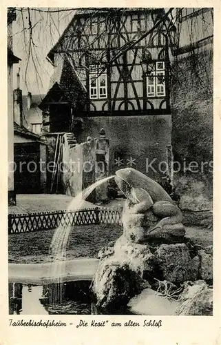 AK / Ansichtskarte Tauberbischofsheim Die Kroit am alten Schloss Brunnen Tauberbischofsheim