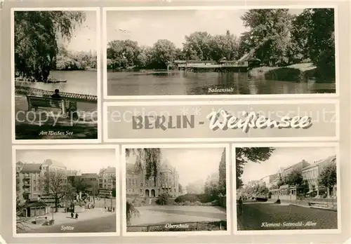 AK / Ansichtskarte Weissensee_Berlin Badeanstalt am Weissen See Schule Klement Gottwald Allee Spitze Weissensee Berlin