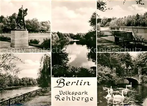 AK / Ansichtskarte Berlin Volkspark Rehberge Ringer Statue Schwanenteich Berlin