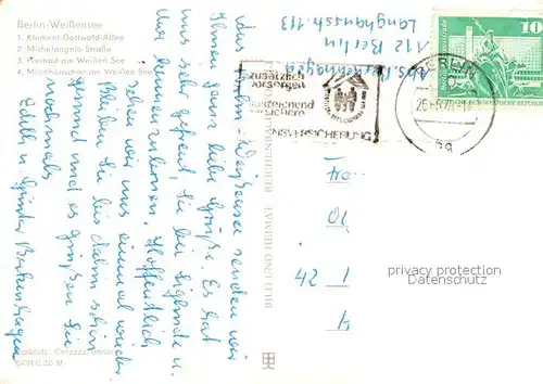 AK / Ansichtskarte Weissensee_Berlin Klement Gottwald Allee Michelangelo Strasse Freibad Weisser See Milchhaeuschen Weissensee Berlin