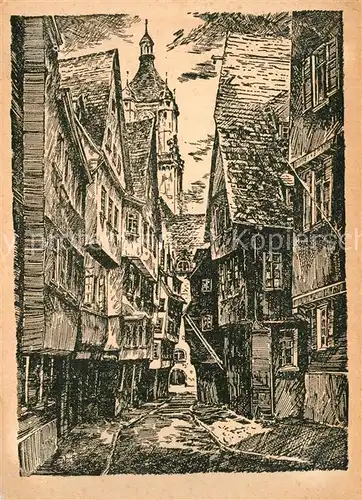 AK / Ansichtskarte Stuttgart Turmgaesschen Zeichnung von Herbert Borchard Kuenstlerkarte Stoeckel Bildkarte U 49 Stuttgart