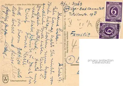 AK / Ansichtskarte Stuttgart Panorama Blick von der Alten Weinsteige Kupfertiefdruck Stuttgart