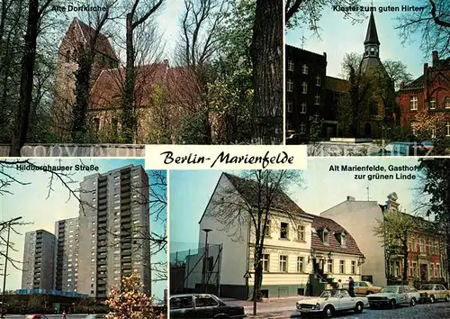 AK / Ansichtskarte Marienfelde_Berlin Dorfkirche Kloster Hildburghauser Strasse Hochhaus Gasthof Marienfelde Berlin