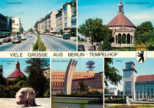 AK / Ansichtskarte Tempelhof_Berlin Tempelhofer Damm Kirche Tempelhofer Feld Platz der Luftbruecke Denkmal Flughafen Rathaus Tempelhof Berlin