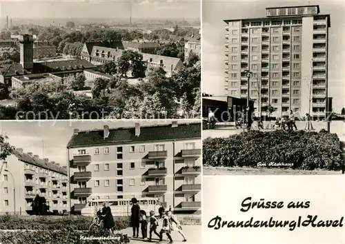 AK / Ansichtskarte Brandenburg_Havel Panorama Neubausiedlung Hochhaus Brandenburg Havel