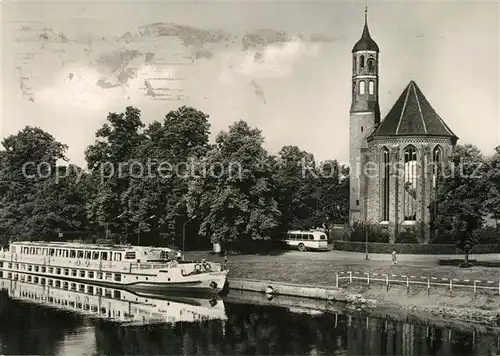 AK / Ansichtskarte Brandenburg_Havel Fahrgastschiff Johanniskirche Brandenburg Havel