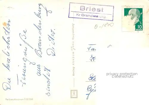 AK / Ansichtskarte Brandenburg_Havel VEB Ernst Thaelmann Werft HO Kaskade Steintor Hauptstrasse Steinschlaegerin Denkmal Brandenburg Havel