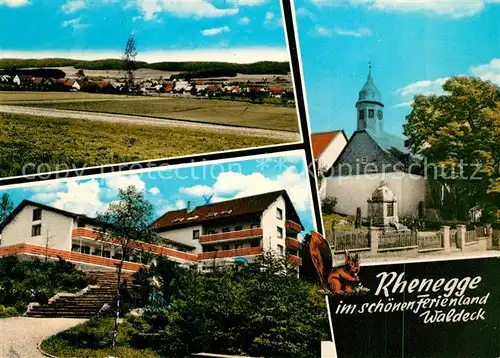 AK / Ansichtskarte Rhenegge Panorama Hotel Kirche Eichhoernchen Rhenegge