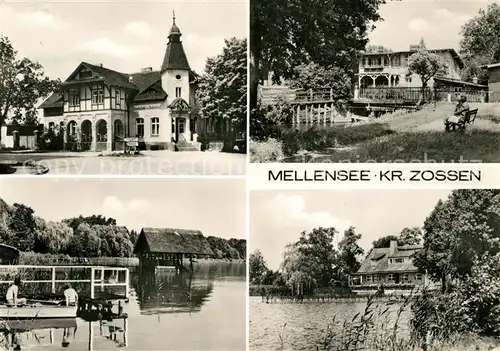 AK / Ansichtskarte Mellensee Gaststaette zum Bahnhof Badesteg Bootshaeuser Mellensee