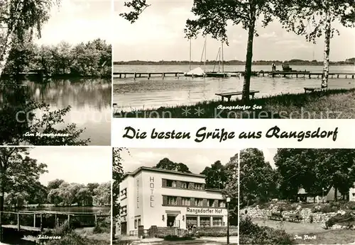 AK / Ansichtskarte Rangsdorf Nymphensee Rangsdorfer See Zuelowsee Hotel Rangsdorfer Hof Park Rangsdorf