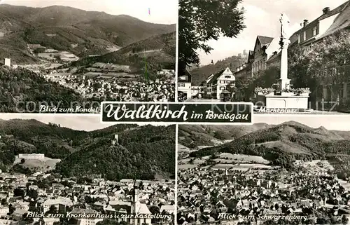 AK / Ansichtskarte Waldkirch_Breisgau Kandel Marktplatz Krankenhaus Kastelburg Schwarzenberg Waldkirch Breisgau