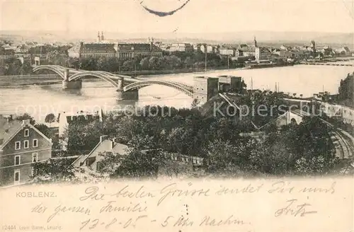 AK / Ansichtskarte Koblenz_Rhein Panorama Bruecke Koblenz_Rhein