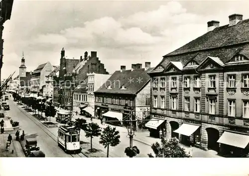 AK / Ansichtskarte Strassenbahn Serie 80 Jahre Strassenbahn Brandenburg Nr 5 Jetzige Friedensstrasse Blick zum Rathaus um 1935 