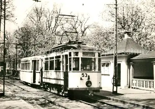 AK / Ansichtskarte Strassenbahn Serie 80 Jahre Strassenbahn Brandenburg Nr 17 Tw 53 mit Bw 73 an Endstelle der Linie 4 Waldcafe Goerden 