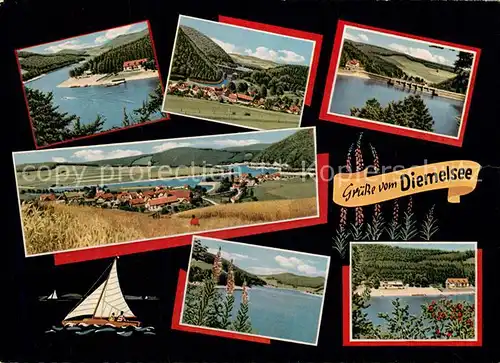 AK / Ansichtskarte Helminghausen Landschaftspanorama Diemelsee Talsperre Sperrmauer Helminghausen