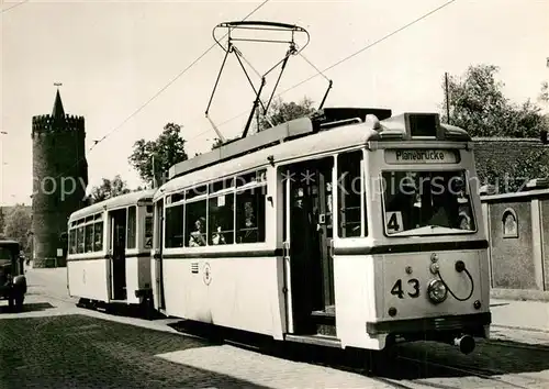 AK / Ansichtskarte Strassenbahn Serie 80 Jahre Strassenbahn Brandenburg Nr 18 Tw 43 mit Bw 74 Plauer Strasse 1956 