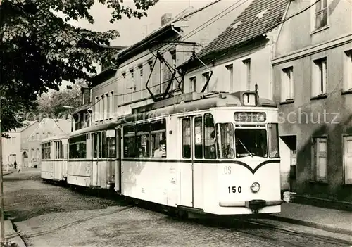 AK / Ansichtskarte Strassenbahn Serie 80 Jahre Strassenbahn Brandenburg Nr 20 Tw 150 mit Bw 271 und 270 in Plaue Rathaus 1976 