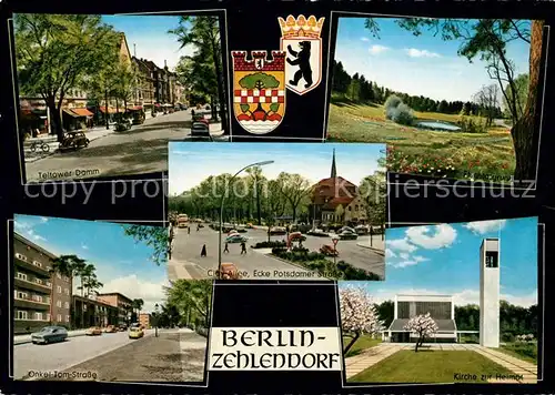 AK / Ansichtskarte Zehlendorf_Berlin Teltower Damm Onkel Tom Strasse Fischtalgrund Kirche Cityallee Potsdamer Strasse Wappen Zehlendorf_Berlin