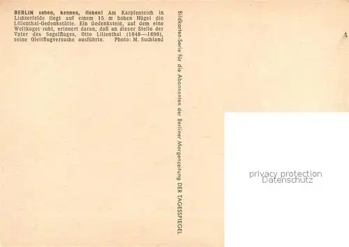 AK / Ansichtskarte Lichterfelde_Berlin Lilienthal Gedenkstaette Lichterfelde Berlin