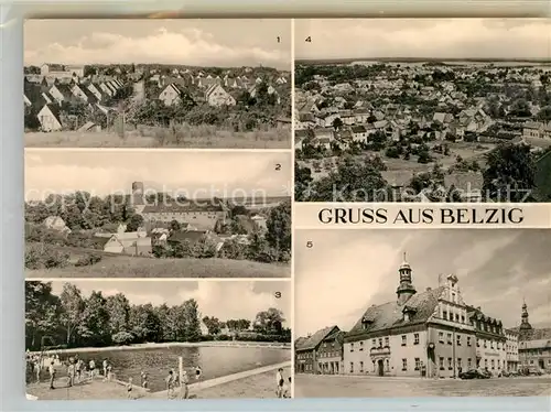 AK / Ansichtskarte Belzig_Bad Panorama Blick vom Krankenhaus Burg Eisenhardt Freibad Rathaus am Markt Belzig_Bad