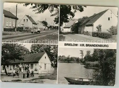 AK / Ansichtskarte Brielow Chausseestrasse Hauptstrasse Kindergarten Partie am See Brielow