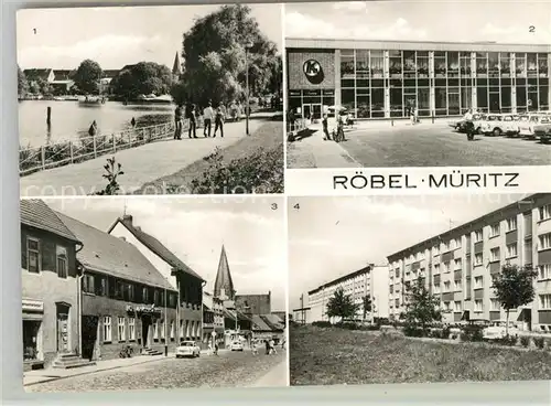 AK / Ansichtskarte Roebel_Mueritz Promenade an der Mueritz Konsum Kaufhaus Karl Marx Strasse Juri Gagarin Strasse Roebel Mueritz