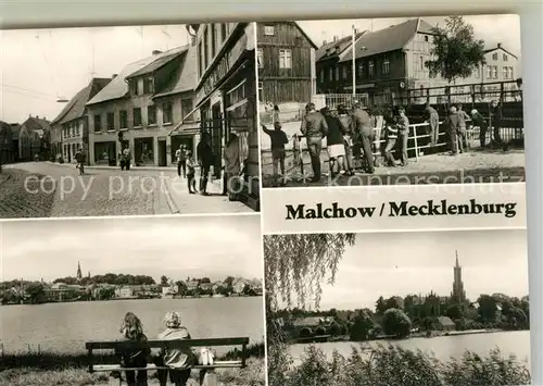 AK / Ansichtskarte Malchow Lange Strasse Drehbruecke Blick ueber den See Mecklenburgische Seenplatte Malchow