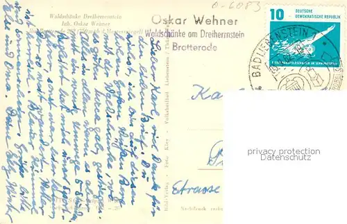 AK / Ansichtskarte Brotterode Waldschaenke Dreiherrenstein Brotterode