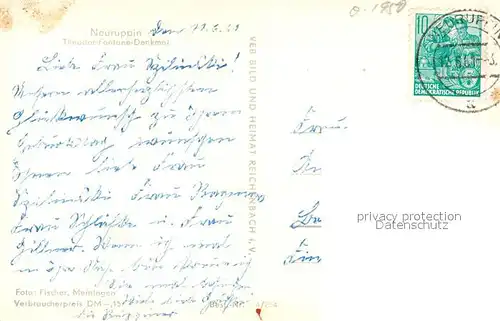 AK / Ansichtskarte Neuruppin Theodor Fontane Denkmal Neuruppin